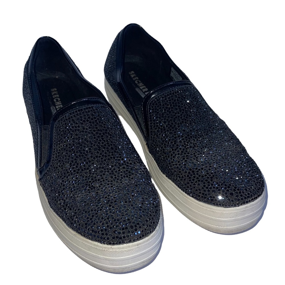 Skechers Street Memory Foam Women’s Size 8.5 Black Slip On Tennis Shoes Beaded